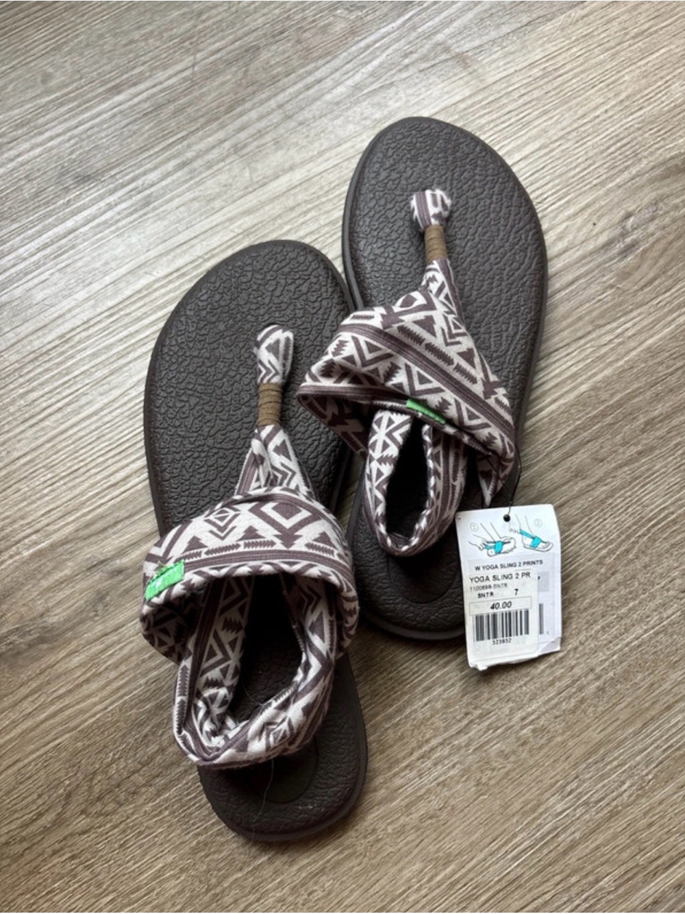 Sanuk Brown Patterned Slip-On Sandals